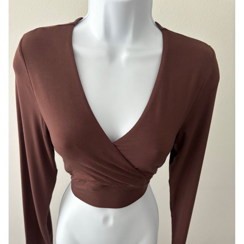 Klassy Network Top Large Deep V-Neck Cropped Wrap Y2K Dark Academia Street Style - Picture 1 of 13
